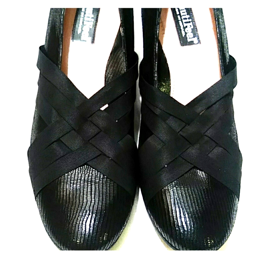BEAUTIFEEL Lattice Stretch Faux Snake Wedge 7 Black